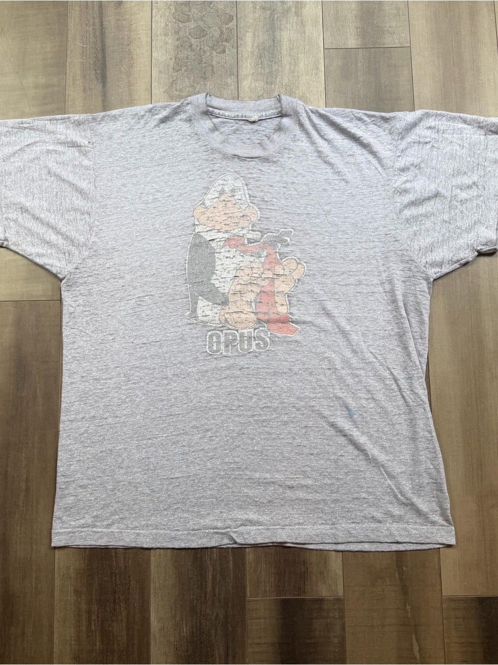 Vintage 80s Opus Faded Graphic Shirt Mens M Gray Jerzees Made USA Single Stitch